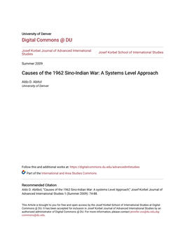 Causes of the 1962 Sino-Indian War: a Systems Level Approach