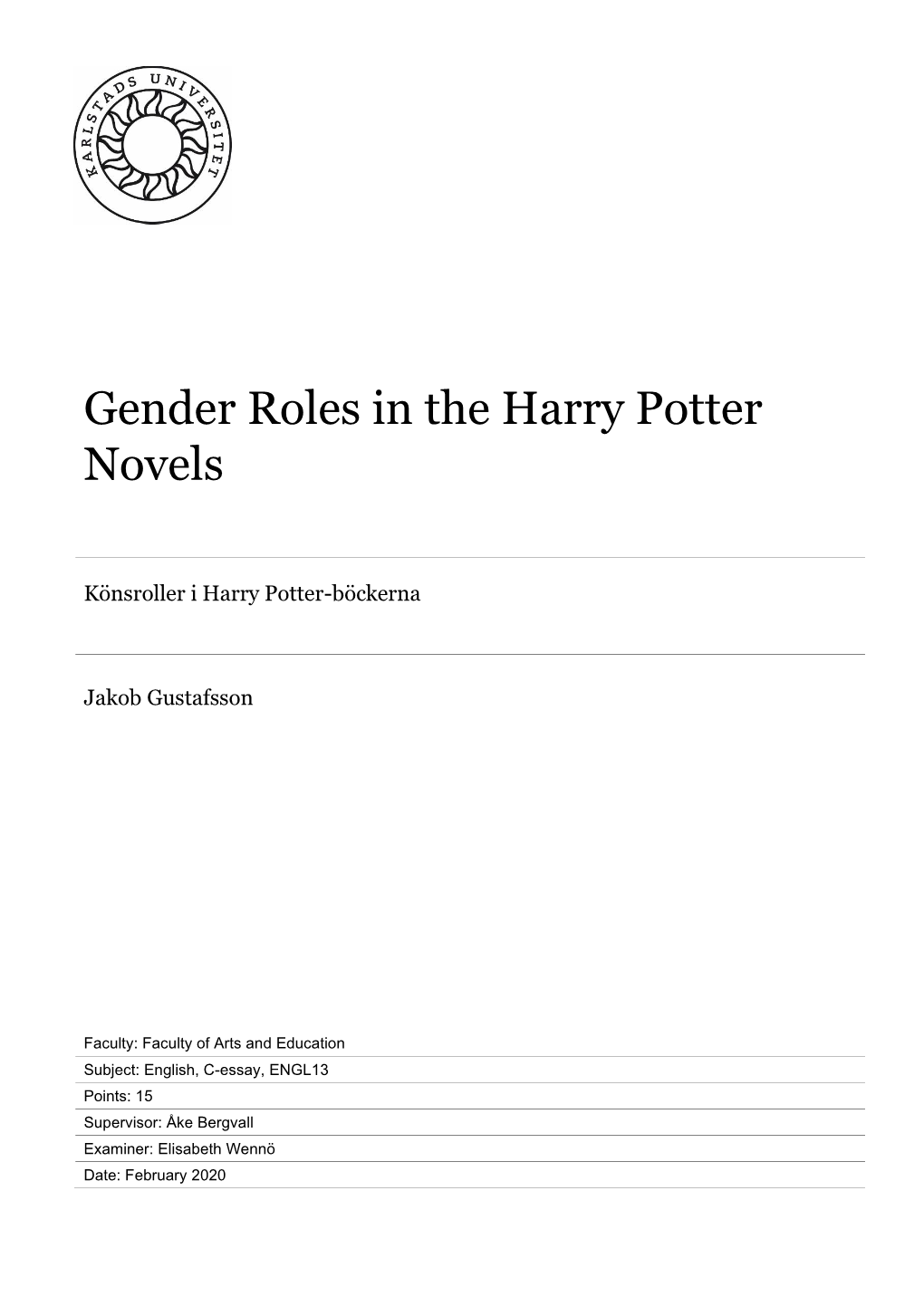 Gender Roles in the Harry Potter Novels