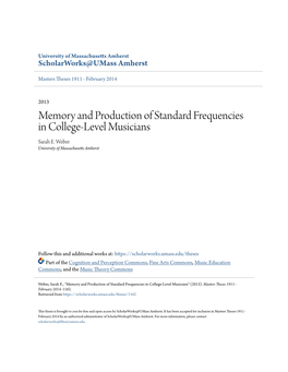 Memory and Production of Standard Frequencies in College-Level Musicians Sarah E