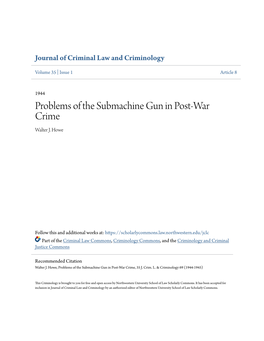 Problems of the Submachine Gun in Post-War Crime Walter J