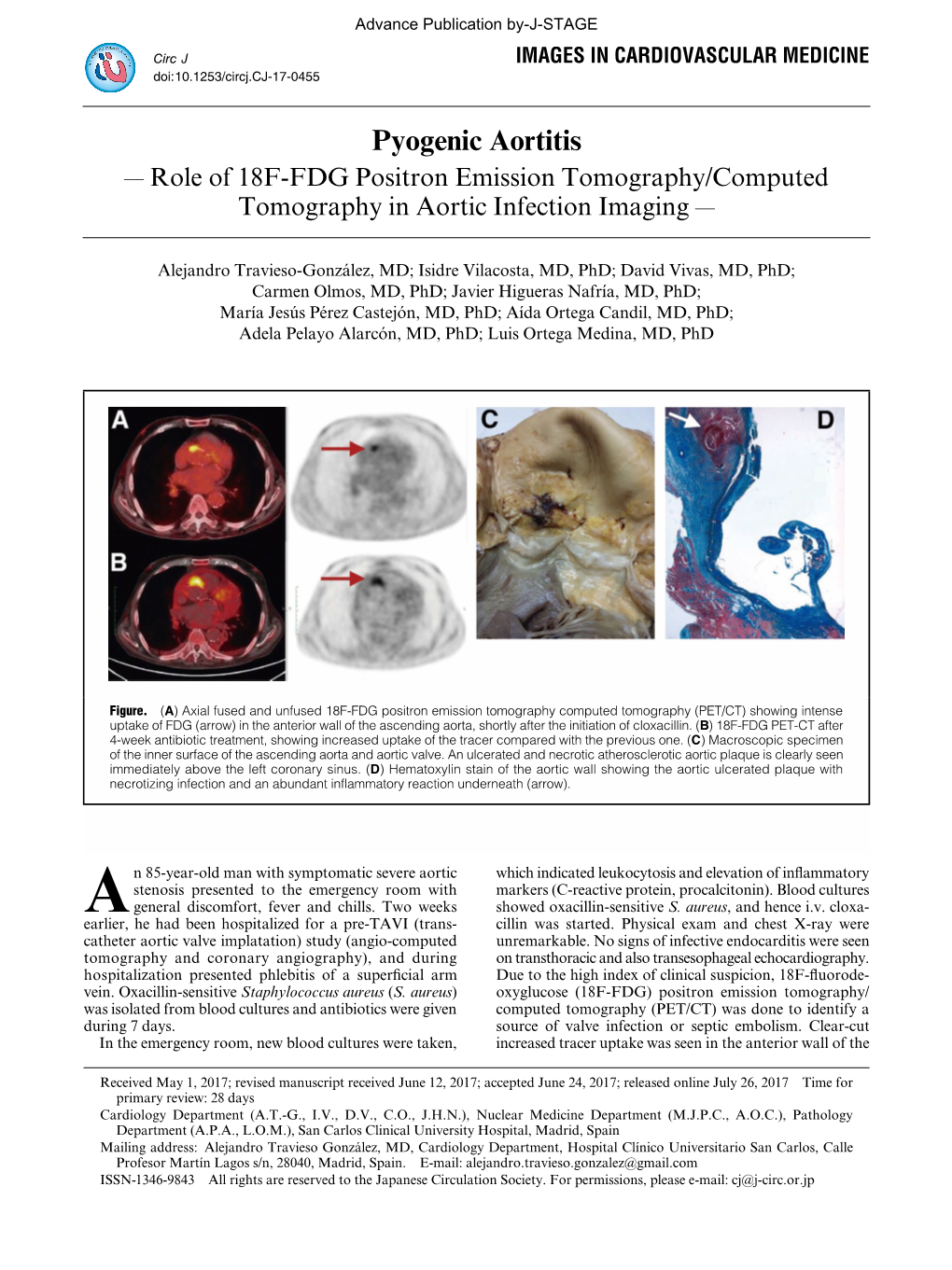 Pyogenic Aortitis ― Role of 18F-FDG Positron Emission Tomography/Computed Tomography in Aortic Infection Imaging ―