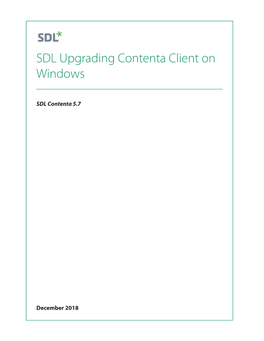 SDL Upgrading Contenta Client on Windows