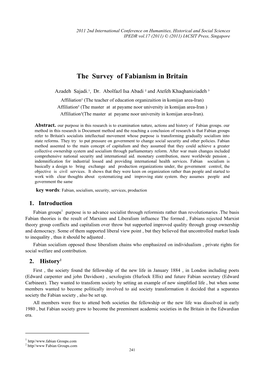 The Survey of Fabianism in Britain