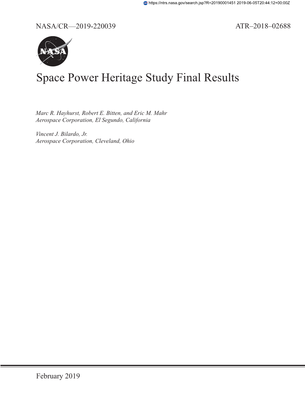 Space Power Heritage Study Final Results