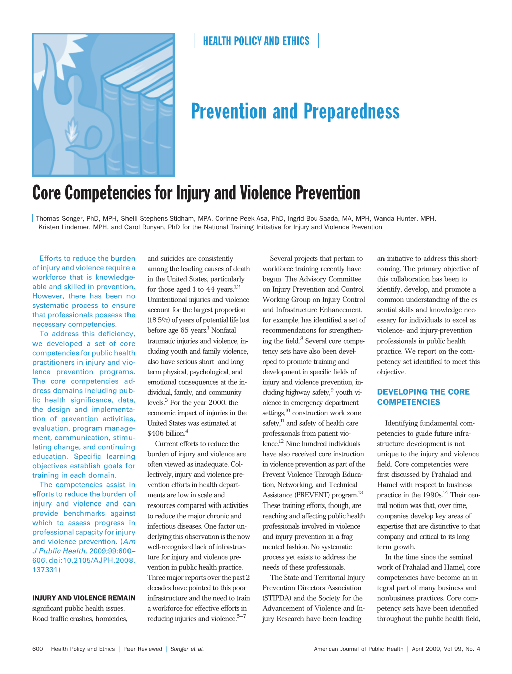 Core Competencies for Injury and Violence Prevention