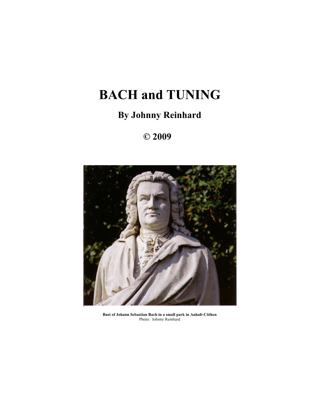 BACH and TUNING by Johnny Reinhard