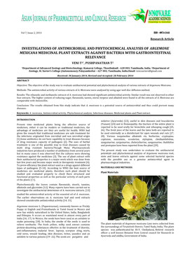 Investigations of Antimicrobial And