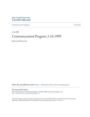 Commencement Program, 5-16-1999 John Carroll University