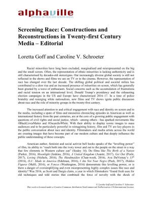 Screening Race: Constructions and Reconstructions in Twenty-First Century Media – Editorial
