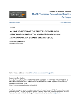 An Investigation of the Effects of Corrinoid Structure on the Methanogenesis Pathway in Methanosarcina Barkeri Strain Fusaro