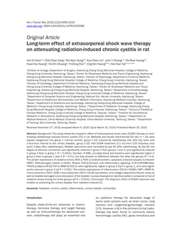 Original Article Long-Term Effect of Extracorporeal Shock Wave Therapy on Attenuating Radiation-Induced Chronic Cystitis in Rat