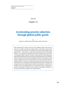 Accelerating Poverty Reduction Through Global Public Goods