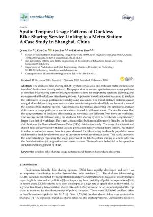 Spatio-Temporal Usage Patterns of Dockless Bike-Sharing Service Linking to a Metro Station: a Case Study in Shanghai, China