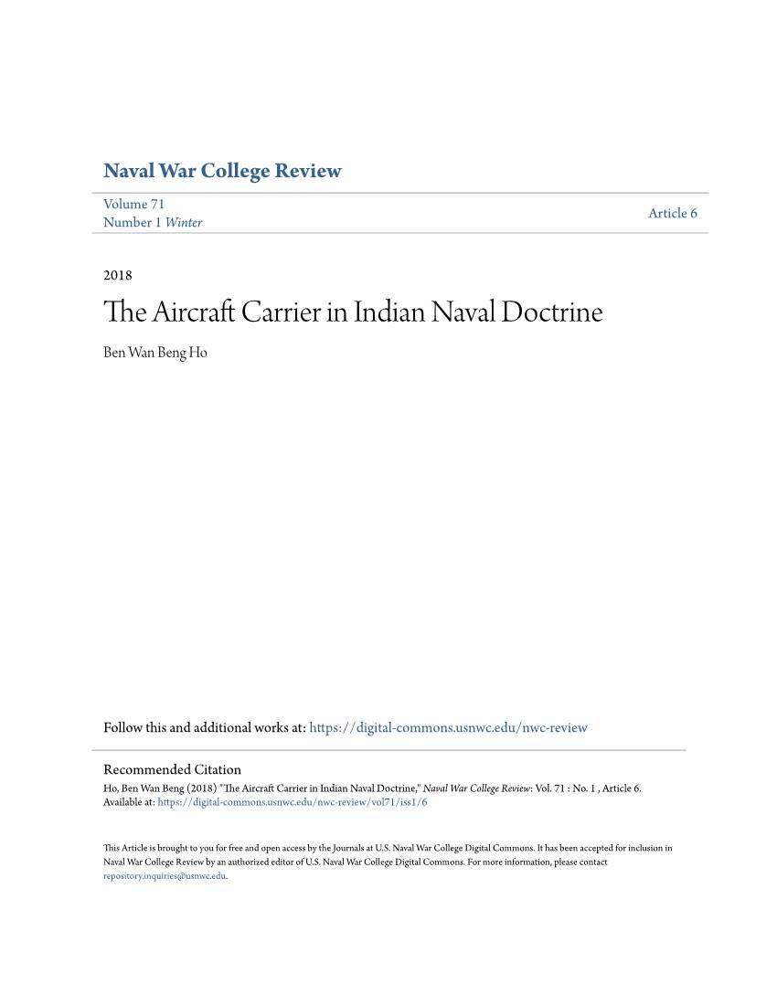 The Aircraft Carrier in Indian Naval Doctrine