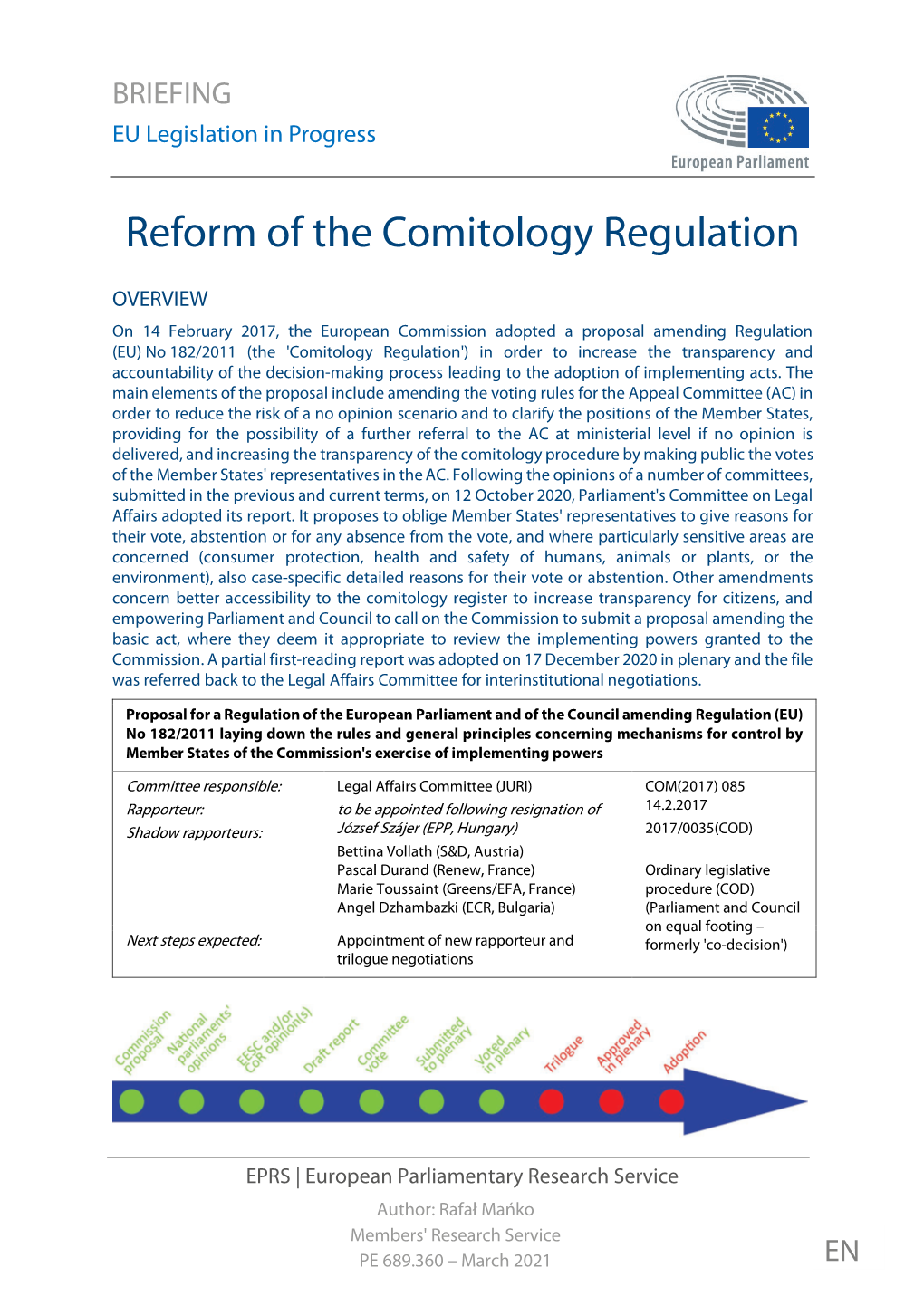 Reform of the Comitology Regulation