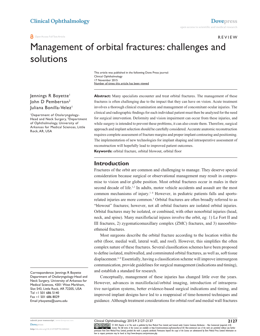 Management of Orbital Fractures: Challenges and Solutions