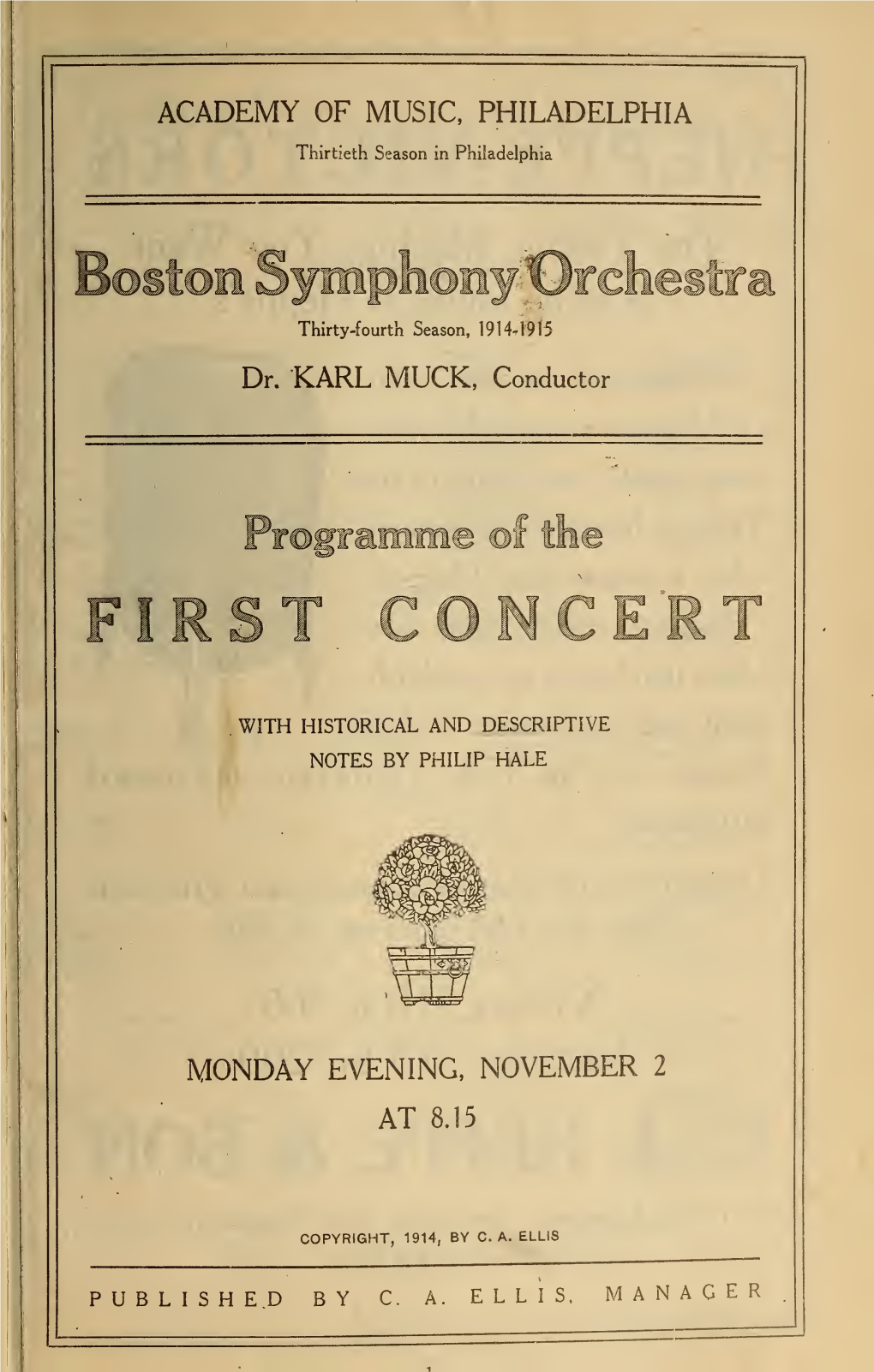 Boston Symphony Orchestra Concert Programs, Season 34,1914-1915, Trip