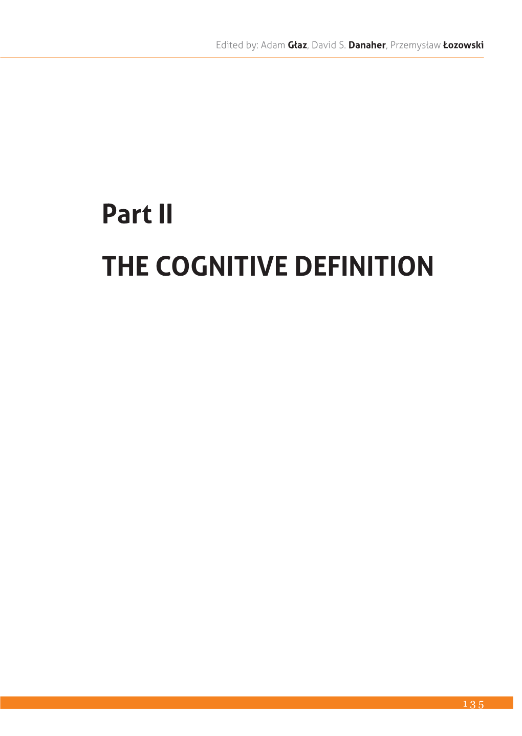 Part II the COGNITIVE DEFINITION