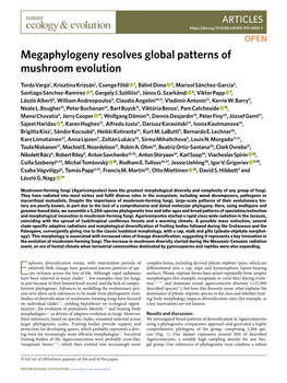 Megaphylogeny Resolves Global Patterns of Mushroom Evolution