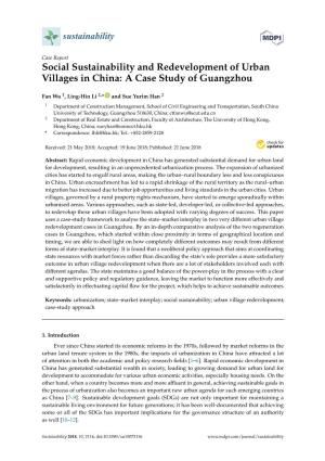 Social Sustainability and Redevelopment of Urban Villages in China: a Case Study of Guangzhou