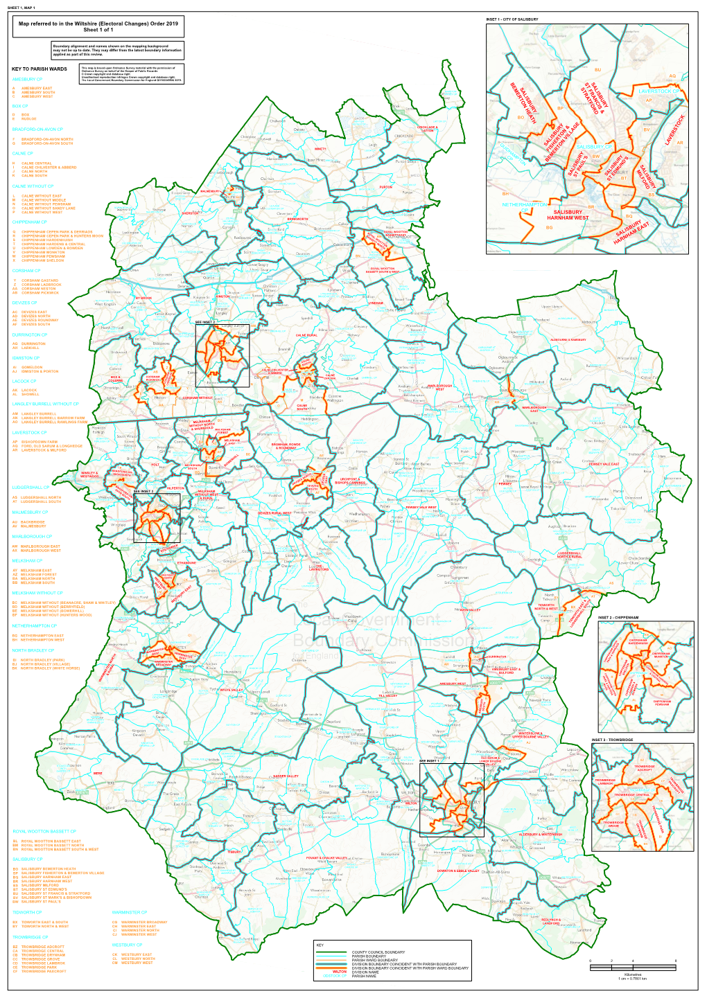 Map Referred to in the Wiltshire (Electoral Changes) Order 2019 Sheet 1 of 1