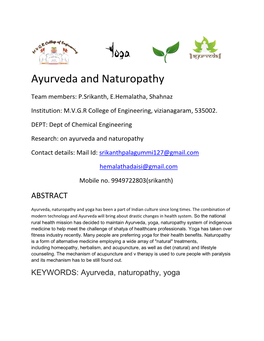 Ayurveda and Naturopathy