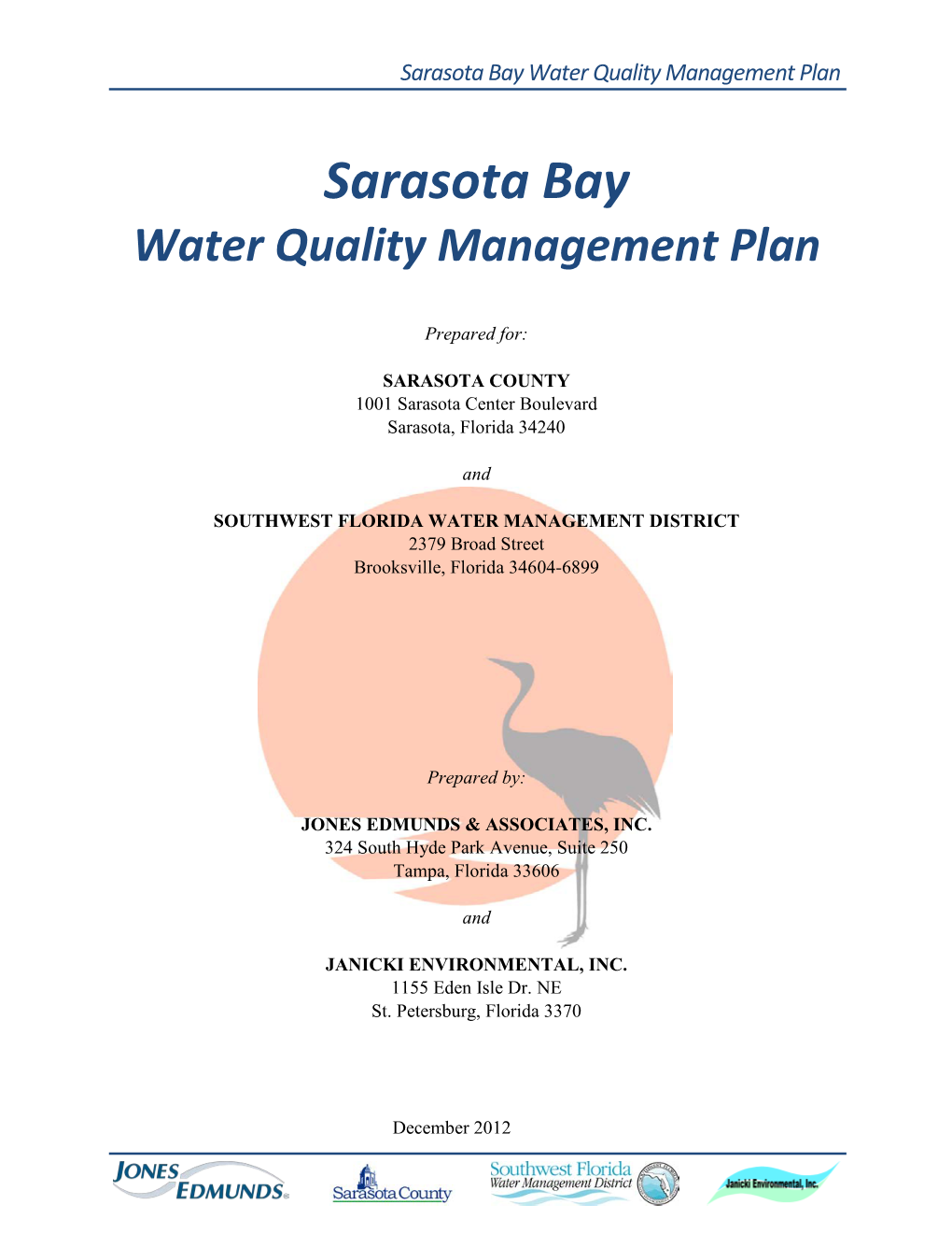 Sarasota Bay Water Quality Management Plan