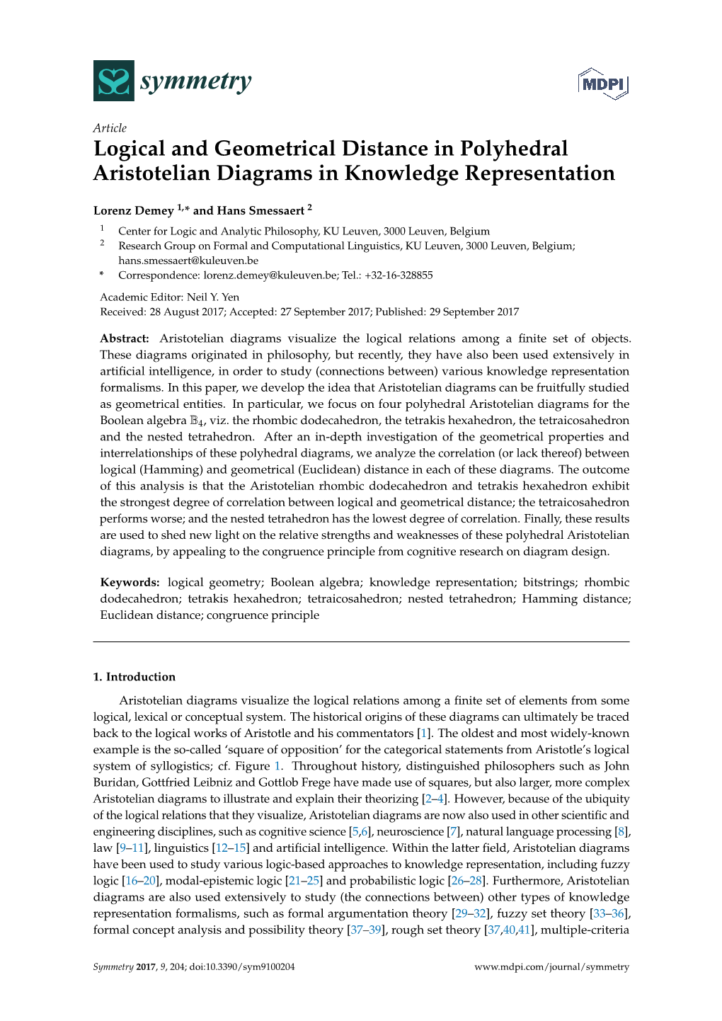 Logical and Geometrical Distance in Polyhedral Aristotelian Diagrams in Knowledge Representation