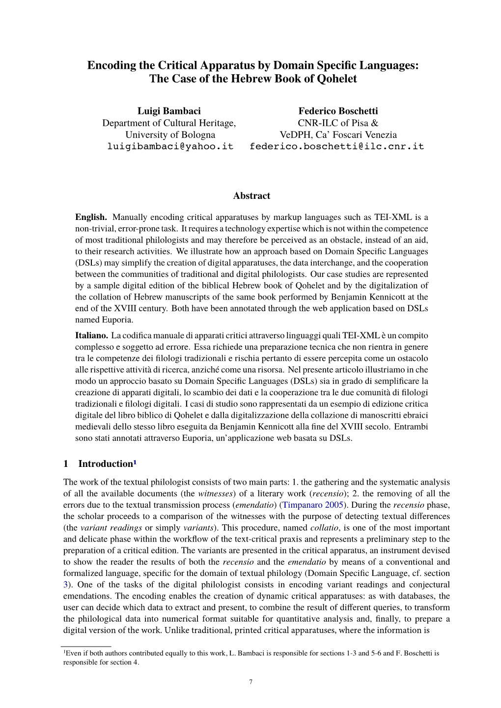 Encoding the Critical Apparatus by Domain Specific Languages: The