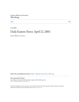 Daily Eastern News: April 22, 2003 Eastern Illinois University