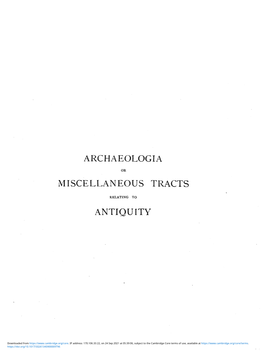 Archaeologia Miscellaneous Tracts Antiquity