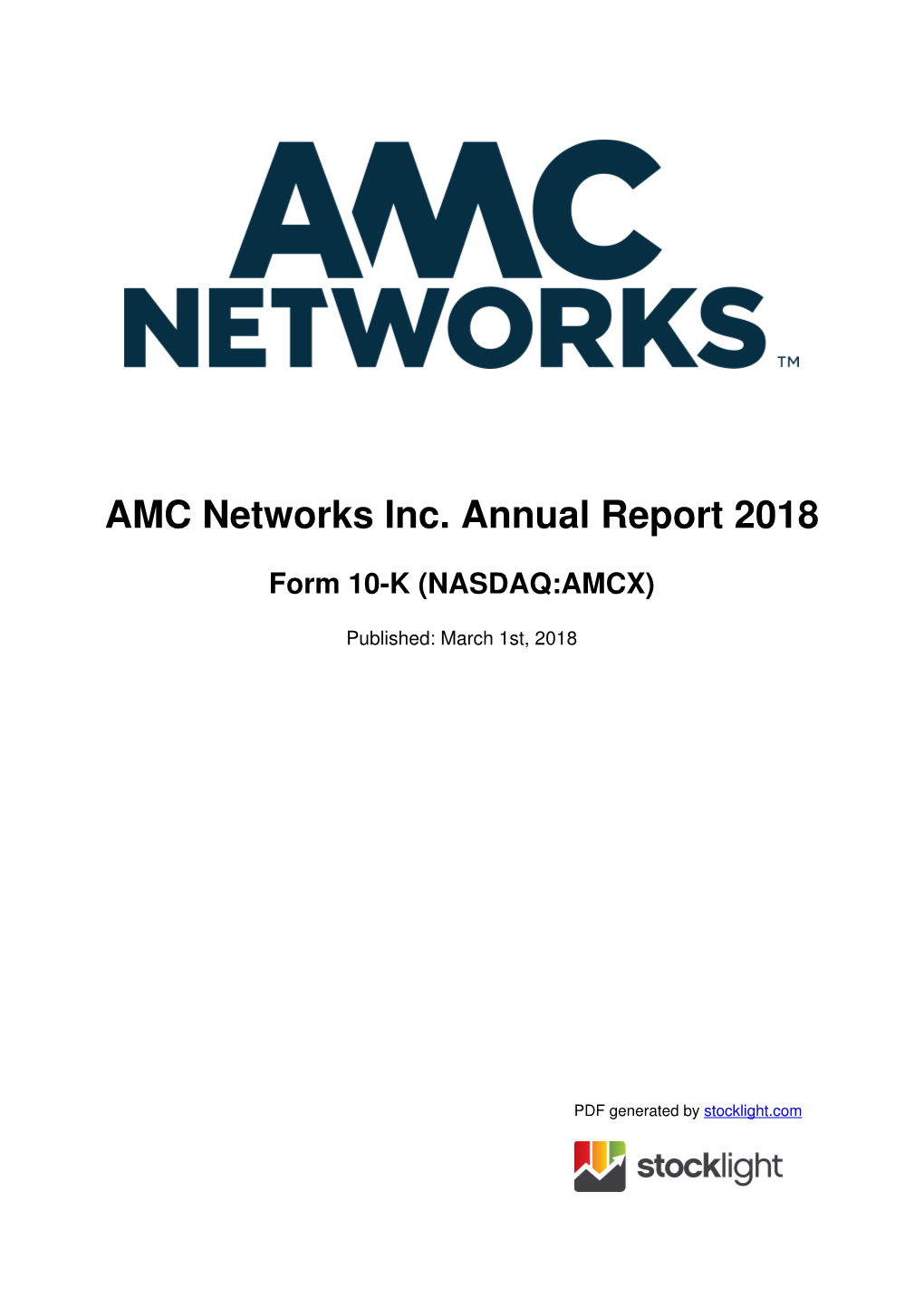 AMC Networks Inc. Annual Report 2018