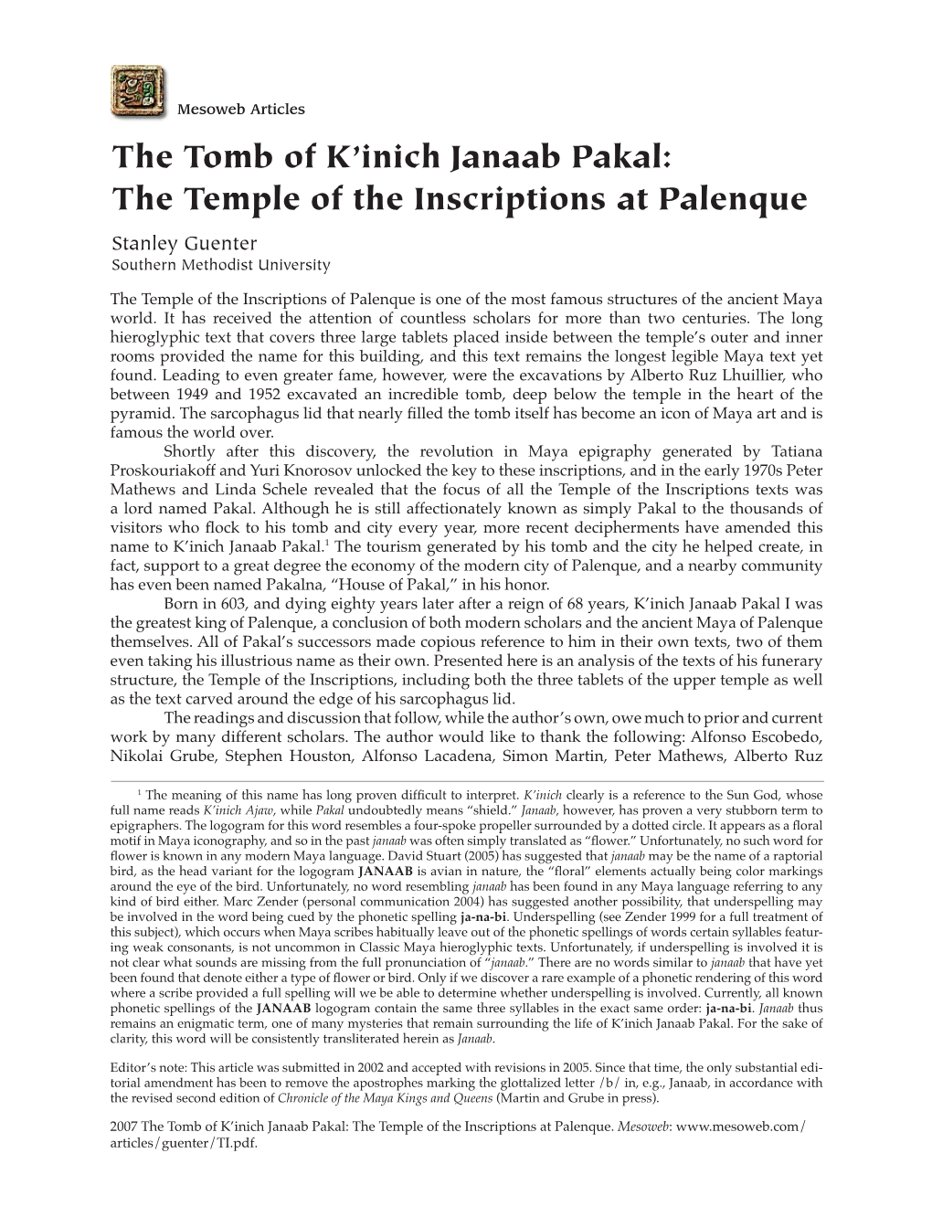 The Tomb of K'inich Janaab Pakal