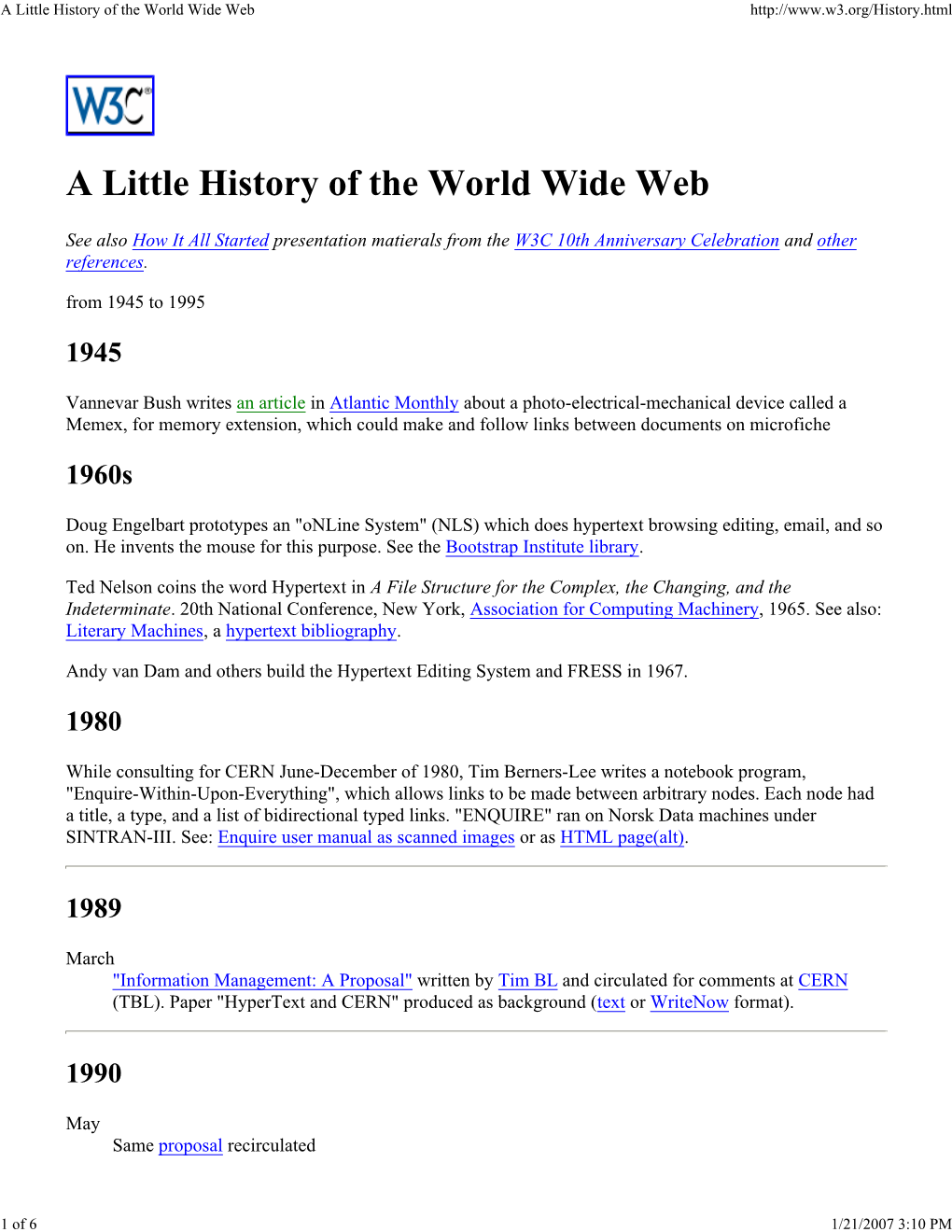 A Little History of the World Wide Web