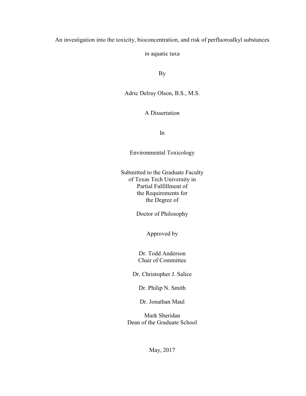 An Investigation Into the Toxicity, Bioconcentration, and Risk of Perfluoroalkyl Substances