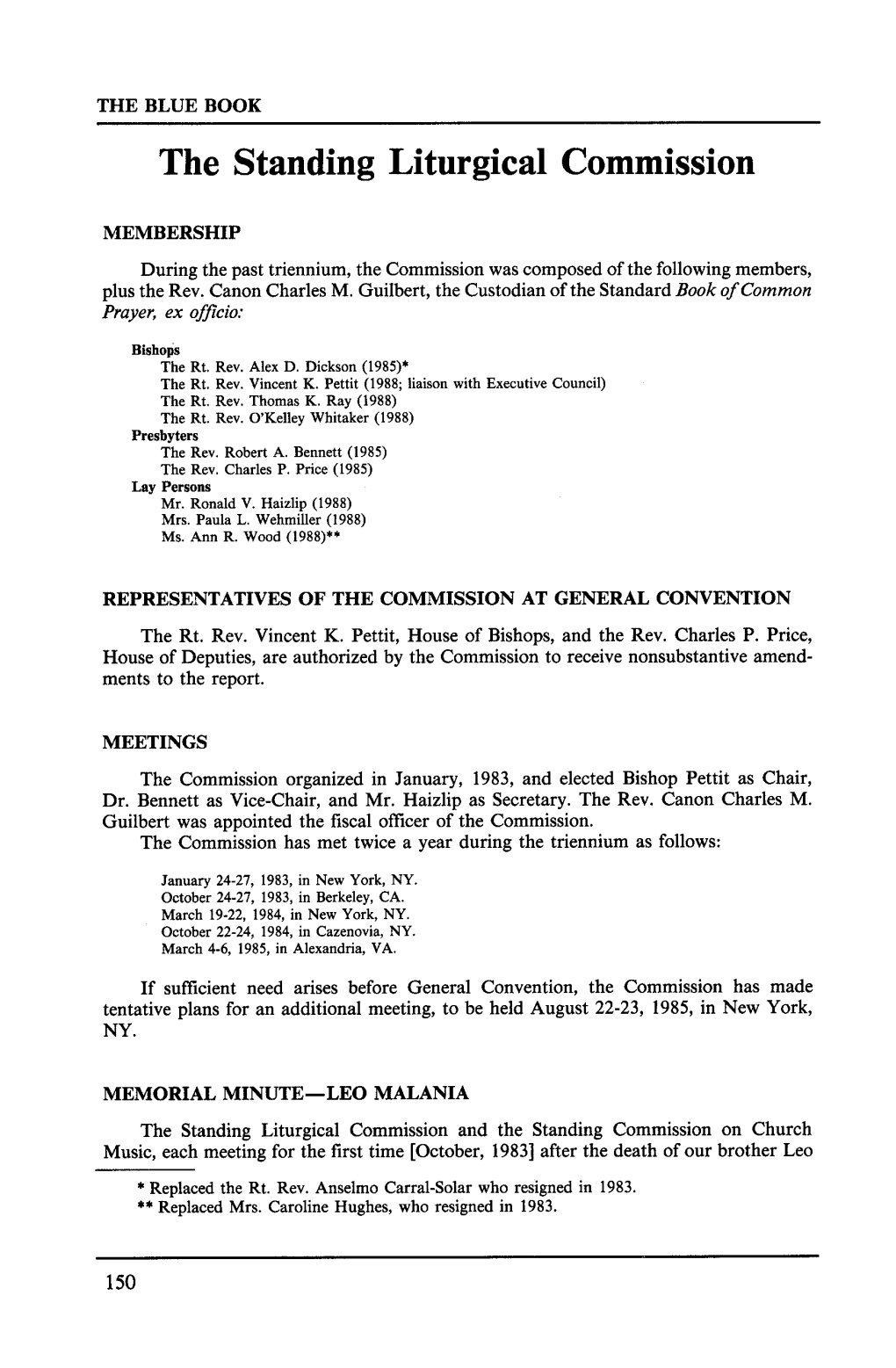 The Standing Liturgical Commission