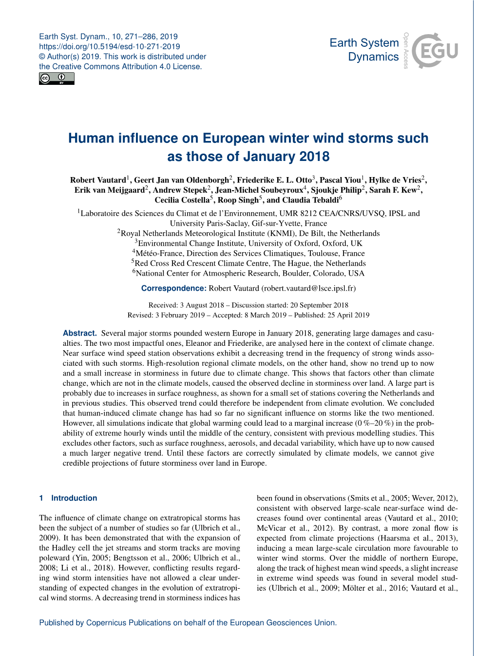 Human Influence on European Winter Wind Storms Such As Those Of