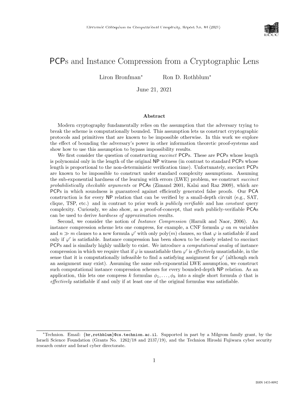 Pcps and Instance Compression from a Cryptographic Lens