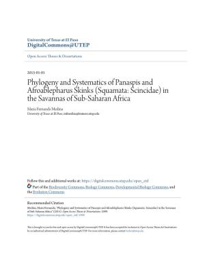 Phylogeny and Systematics of Panaspis and Afroablepharus Skinks