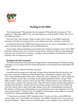 Healing in the Bible