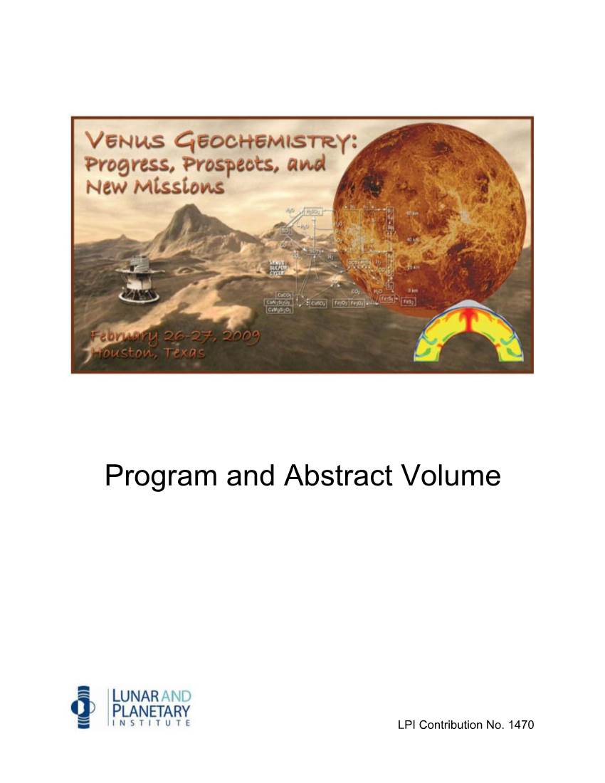 Venus Geochemistry: Progress, Prospects, and New Missions, P