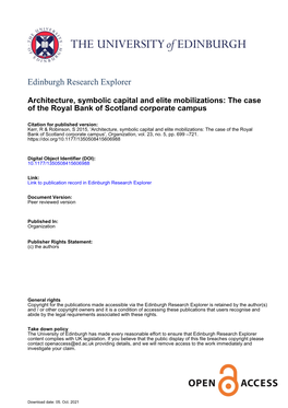 Architecture, Symbolic Capital and Elite Mobilizations: the Case of the Royal Bank of Scotland Corporate Campus
