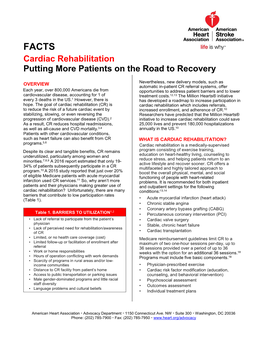 FACTS Cardiac Rehabilitation Putting More Patients on the Road to Recovery