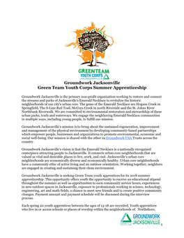 Groundwork Jacksonville Green Team Youth Corps Summer Apprenticeship