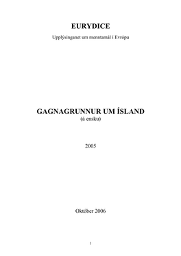 Gagnagrunnur Um Ísland (Á Ensku) : 2005 : Eurydice : Upplýsinganet Um Menntamál Í Evrópu