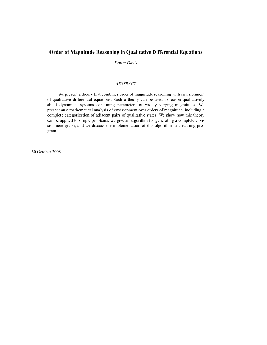 Order of Magnitude Reasoning in Qualitative Differential Equations