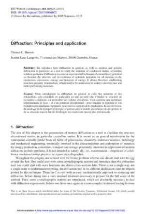 Diffraction: Principles and Application