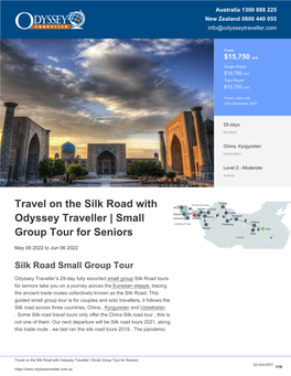 Silk Road Small Group Tour for Seniors | Odyssey Traveller