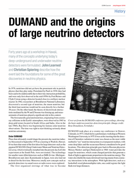 DUMAND and the Origins of Large Neutrino Detectors