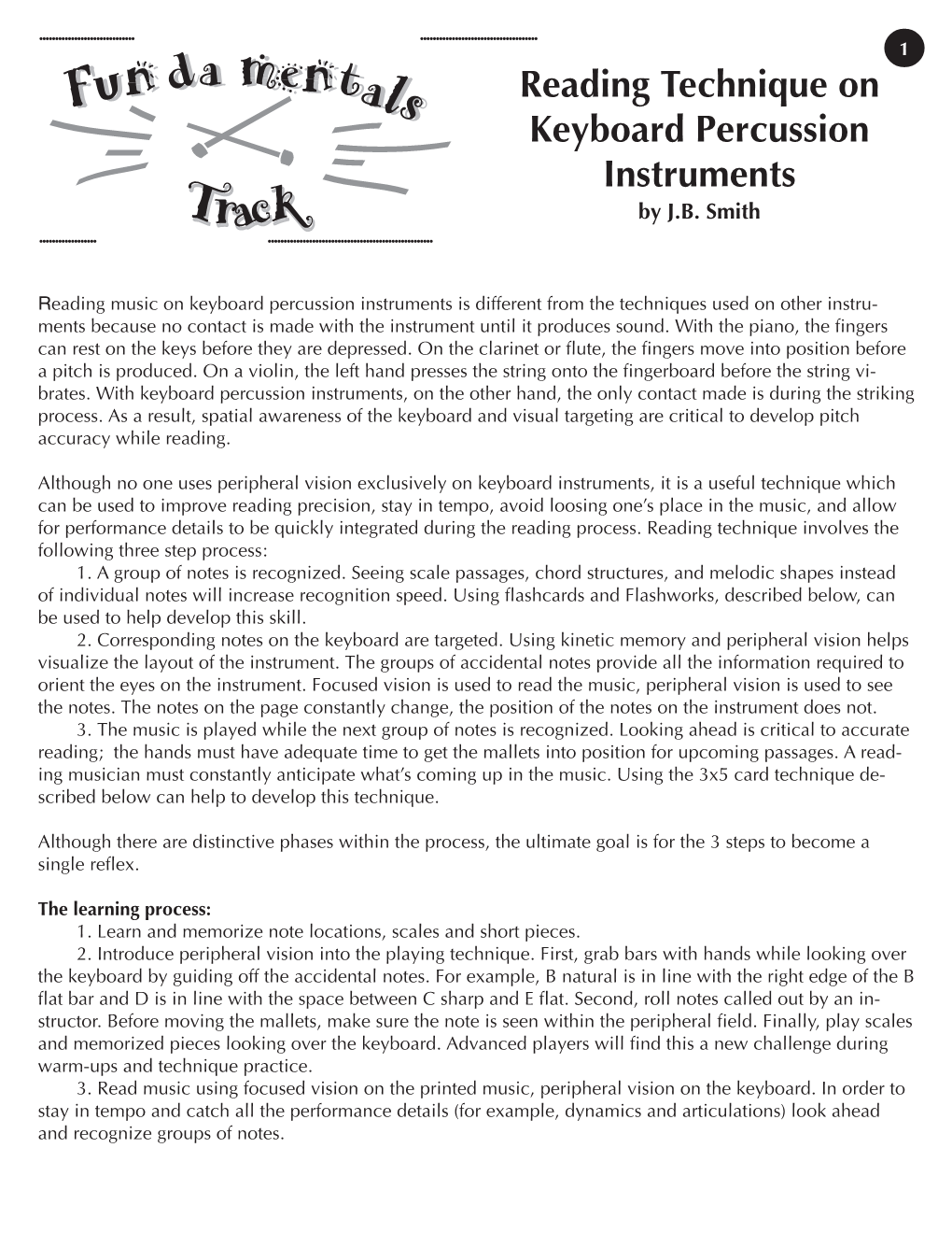 Reading Technique on Keyboard Percussion Instruments